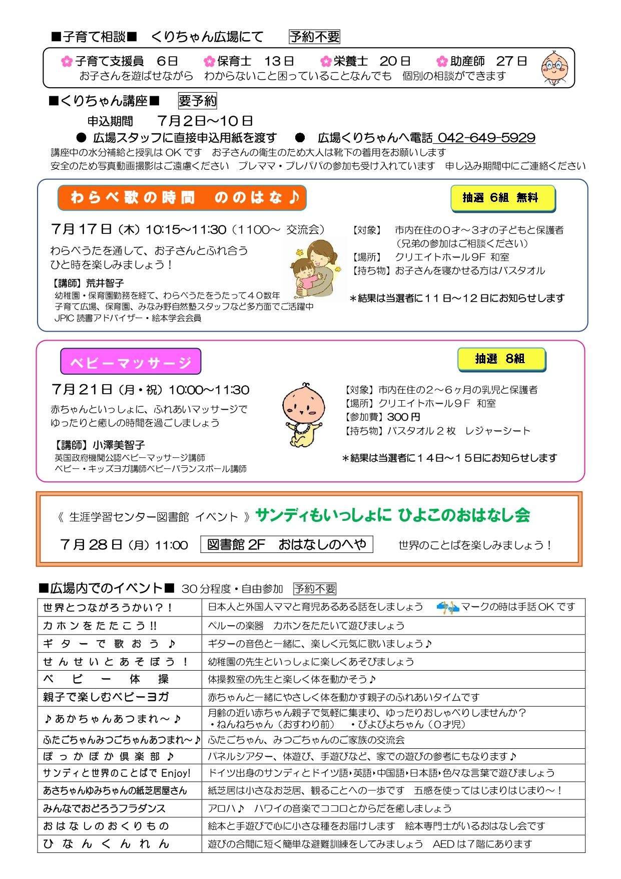 くりちゃんだより7月号裏